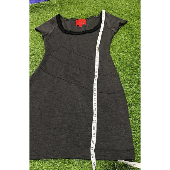 Z Spoke Zac Posen Mini Dress Bodycon Gray Jersey Stretch Fringe Witchy Goth SZ4 - Picture 8 of 10